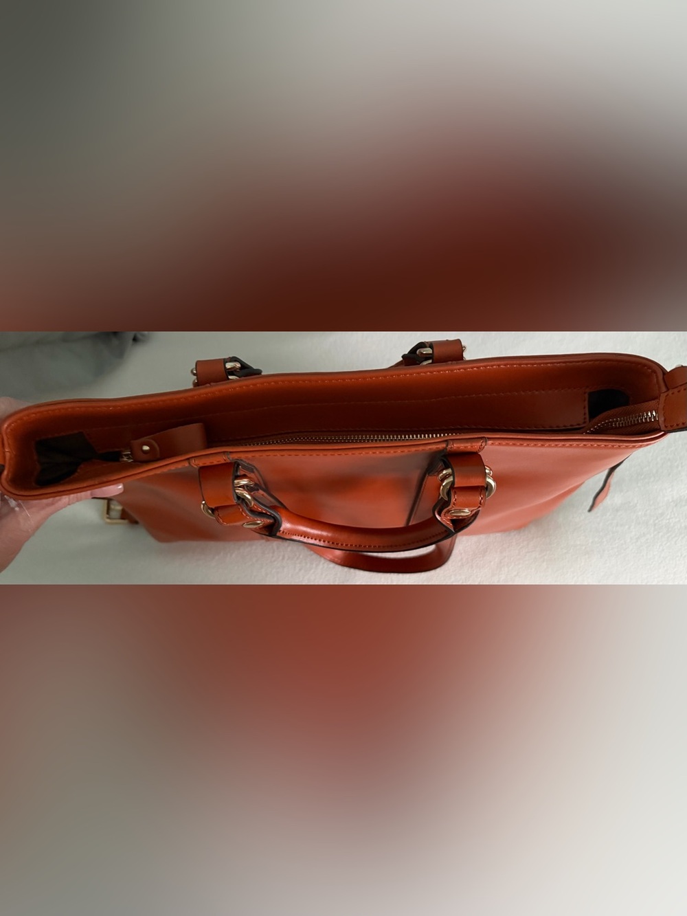 Kattee Genuine Leather Tote Bag in Cognac - Picture 5 of 7